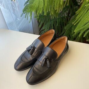 100% Leather Elegant Black Tassel Loafers Sz 40 by Tim Bargeot Made in Spain